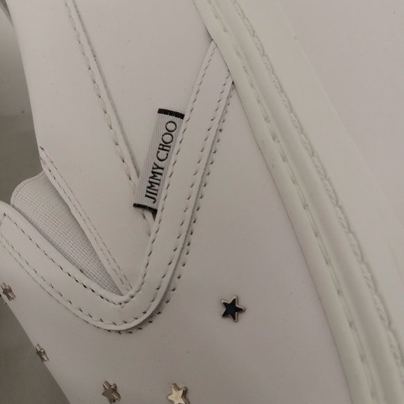 Jimmy Choo Grove Men's White Star-Studded Slip-On Sneakers - EU45/US12 - Picture 6 of 10
